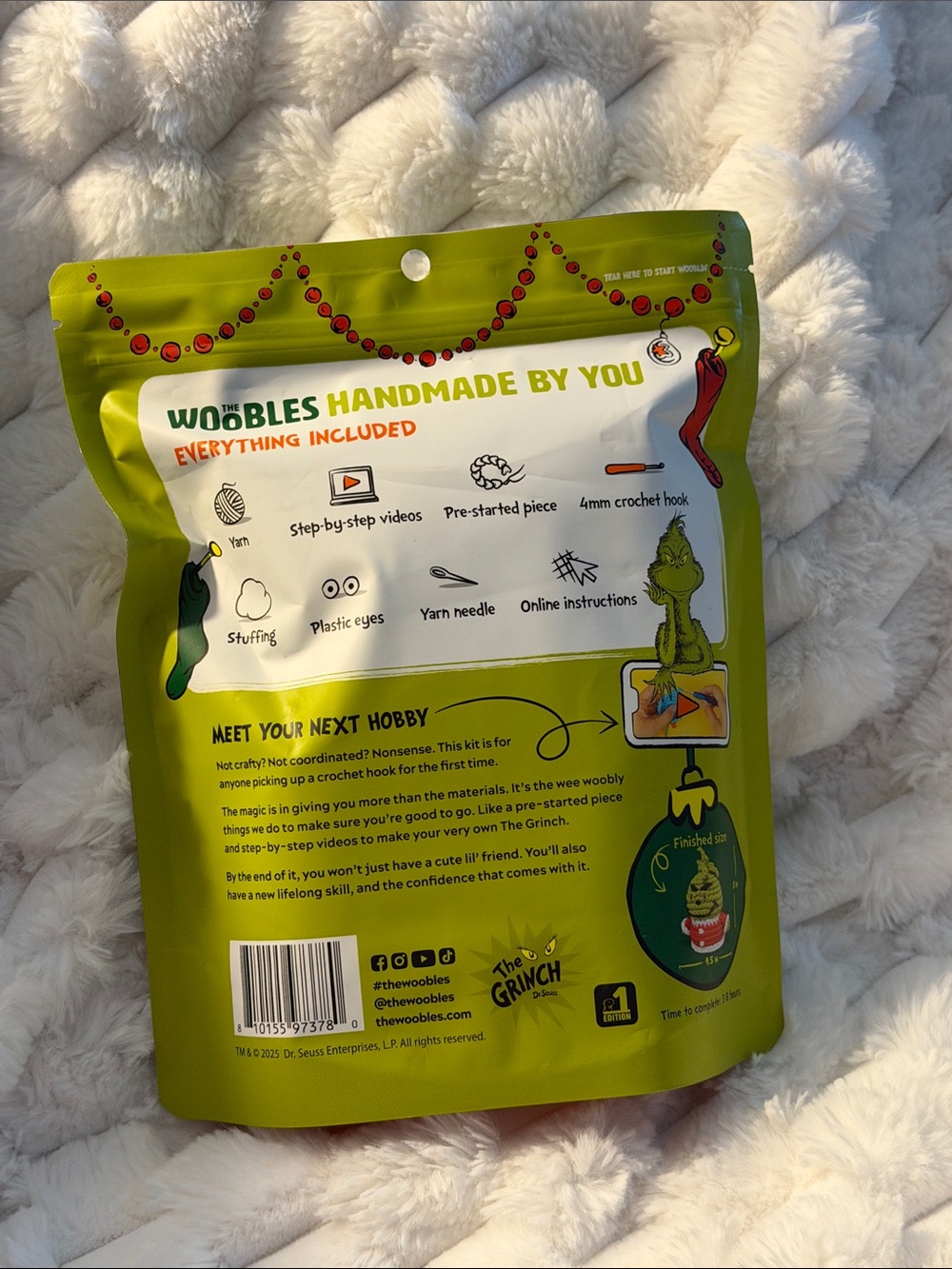 Dr. Seuss Grinch The Woobles Crochet Kit - Lime Green and Red Accents - Picture 2 of 4